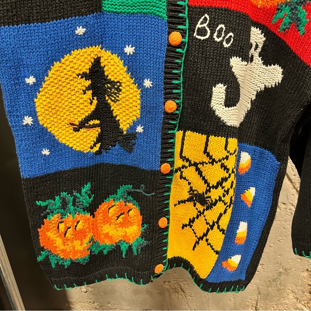 Work In Progress Halloween Patchwork Knitted Witc… - image 3